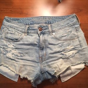 American Eagle distressed light wash jean shorts